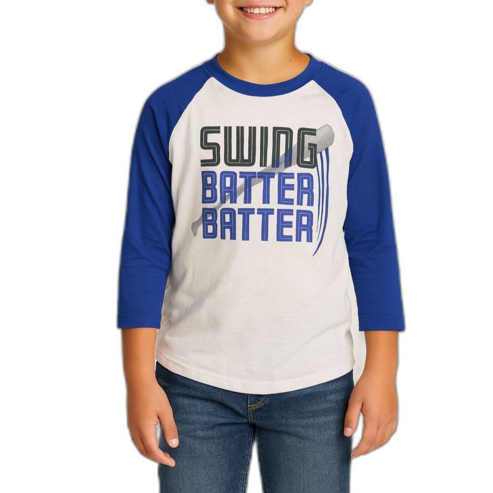 🔥 5 for $30 🔥 Adidas Boys’ Swing Batter Baseball Raglan Tee | Size Large